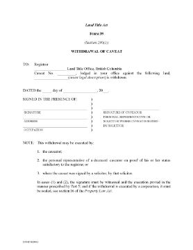 Show details for British Columbia Withdrawal of Caveat Picture of British Columbia Withdrawal of Caveat
