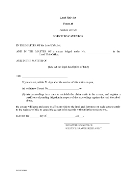 Show details for British Columbia Notice to Caveator Picture of British Columbia Notice to Caveator