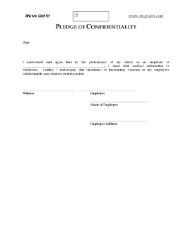 Show details for Medical Office Employee Pledge of Confidentiality Picture of Medical Office Employee Pledge of Confidentiality