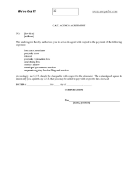 Canada G.S.T. Agency Agreement Canada G.S.T. Agency Agreement