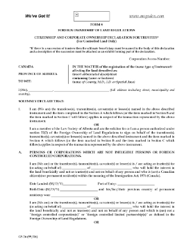 Show details for Alberta Foreign Ownership Declaration Form 4 (Trustees) Picture of Alberta Foreign Ownership Declaration Form 4 (Trustees)