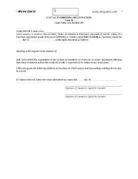 Show details for Alberta Caveat Forbidding Registration Picture of Alberta Caveat Forbidding Registration