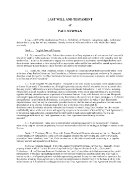 Show details for Paul Newman Last Will and Testament Picture of Paul Newman Last Will and Testament