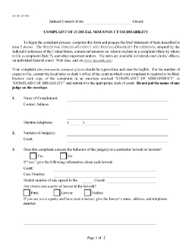 Show details for Complaint of Judicial Misconduct or Disability | USA Picture of Complaint of Judicial Misconduct or Disability | USA