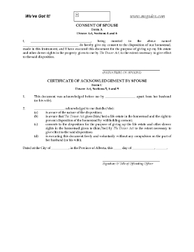 Show details for Alberta Dower Act Forms Picture of Alberta Dower Act Forms