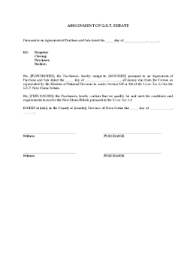 Show details for Assignment of GST New Home Rebate | Canada Picture of Assignment of GST New Home Rebate | Canada