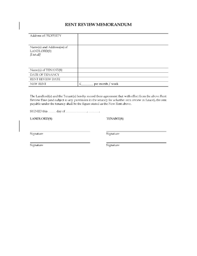 Picture of Rent Review Memorandum | UK