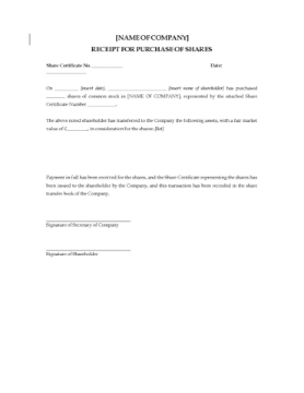 UK receipt form for purchase of shares Receipt for purchase of shares in a United Kingdom company