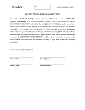 USA Receipt for Non-Refundable Deposit USA Receipt for Non-Refundable Deposit
