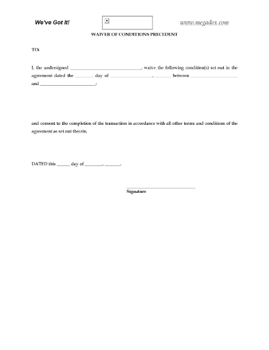 Picture of Waiver of Condition Precedent