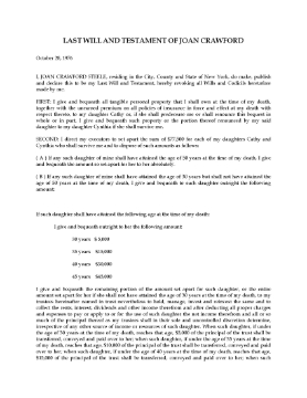 Show details for Joan Crawford Last Will and Testament Picture of Joan Crawford Last Will and Testament