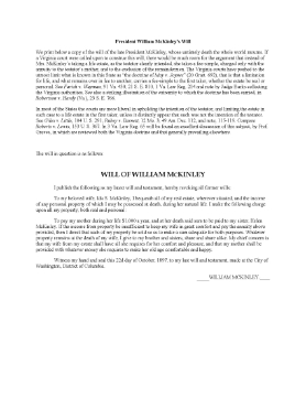 Show details for William McKinley Last Will Picture of William McKinley Last Will