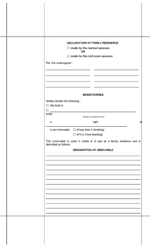 Quebec Declaration of Family Residence (English version) Quebec Declaration of Family Residence (English version)