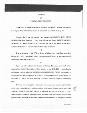 Show details for Michael Jackson Last Will and Testament Picture of Michael Jackson Last Will and Testament