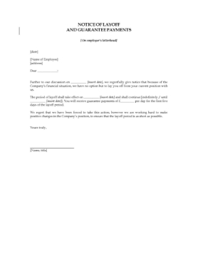 UK Notice of Layoff and Guarantee Payments Picture of Notice of Layoff and Guarantee Payments | UK