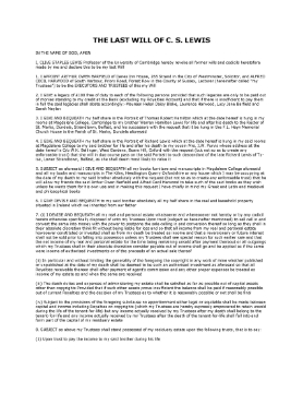 Show details for C. S. Lewis Last Will Picture of C. S. Lewis Last Will