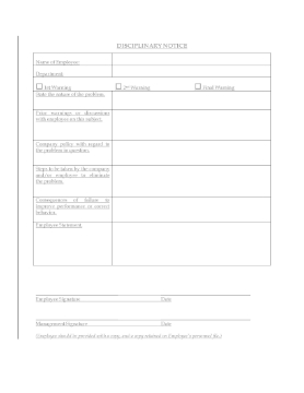 Show details for Employee Disciplinary Notice Form Picture of Employee Disciplinary Notice Form