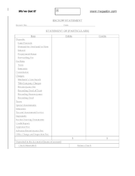 Show details for Escrow Statement of Particulars Picture of Escrow Statement of Particulars