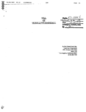 Last Will and Testament of Anna Nicole Smith Picture of Anna Nicole Smith Last Will and Testament