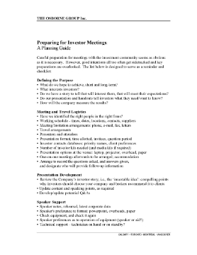 Show details for Preparing for Investor Meetings: A Planning Guide and Checklist Picture of Preparing for Investor Meetings: A Planning Guide and Checklist