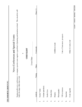 Show details for Checklist for News Conferences and Special Events Picture of Checklist for News Conferences and Special Events