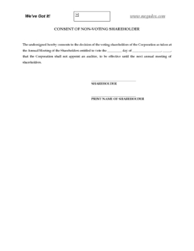 Alberta Consent of Shareholder to waive audit requirement Alberta Consent of Shareholder to waive audit requirement
