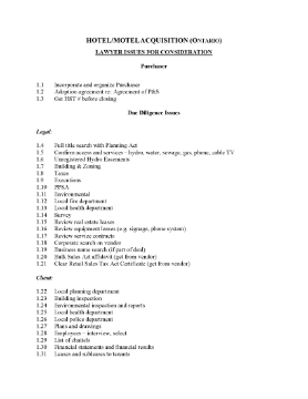 Show details for Ontario Hotel or Motel Acquisition Due Diligence Checklist Picture of Ontario Hotel or Motel Acquisition Due Diligence Checklist