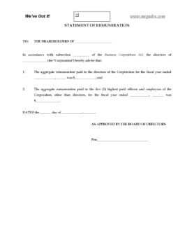 Statement of Director Remuneration Statement of Director Remuneration