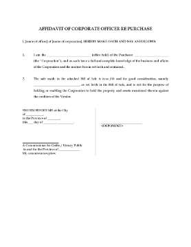 Show details for Affidavit of Bona Fide Purchase of Assets | Canada Picture of Affidavit of Bona Fide Purchase of Assets | Canada