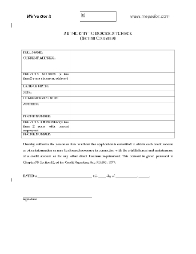 Show details for British Columbia Authority to Do Credit Check Picture of British Columbia Authority to Do Credit Check