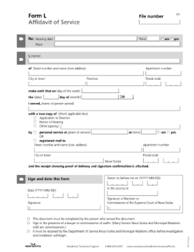Nova Scotia Affidavit of Service Nova Scotia Affidavit of Service