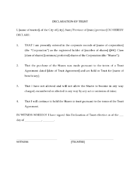 Show details for Trust Declaration for Holding Shares Picture of Trust Declaration for Holding Shares