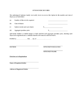 Show details for Share Option Exercise Form Picture of Share Option Exercise Form