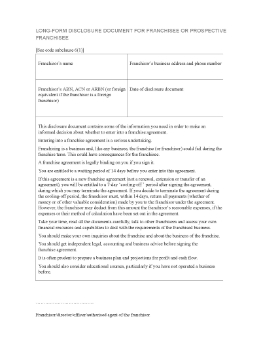 Show details for Australia Long Form Franchise Disclosure Document Picture of Australia Long Form Franchise Disclosure Document
