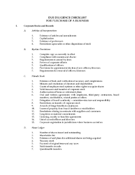 Show details for Due Diligence Checklist for Business Purchase | Canada Picture of Due Diligence Checklist for Business Purchase | Canada