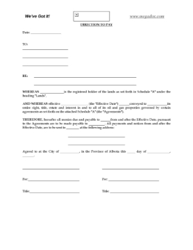 Alberta Direction to Pay Proceeds Alberta direction to pay out the proceeds of an oil and gas asset exchange