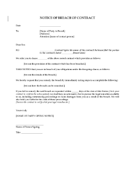 Show details for Notice of Breach of Contract Picture of Notice of Breach of Contract
