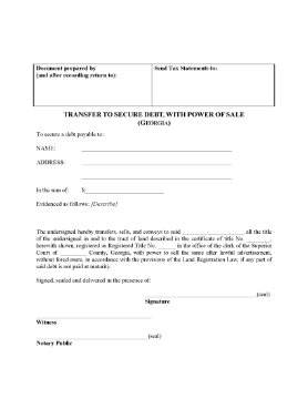 Show details for Georgia Transfer to Secure Debt With Power of Sale Picture of Georgia Transfer to Secure Debt With Power of Sale