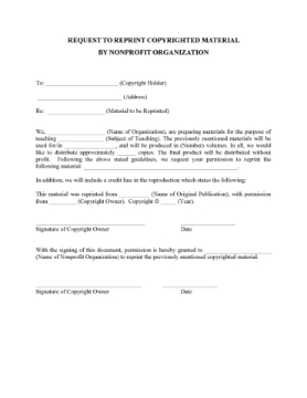 Nonprofit Request to Reprint Copyrighted Material Nonprofit Request to Reprint Copyrighted Material