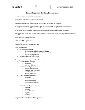Show details for Checklist of Franchisor Requirements Picture of Checklist of Franchisor Requirements