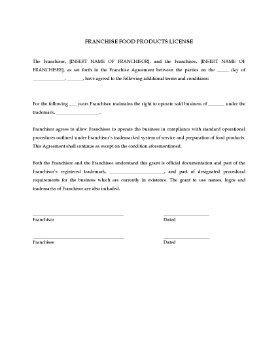 Show details for Franchise Food Products License Picture of Franchise Food Products License