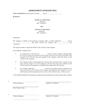 UK Assignment of Money Due UK Assignment of Money Due