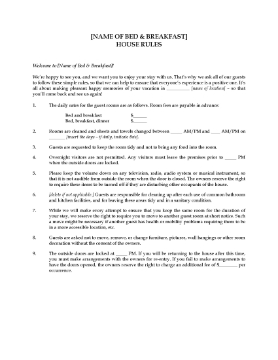 Show details for Bed & Breakfast House Guest Rules Picture of Bed & Breakfast House Guest Rules