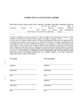 Show details for Illinois Inspection Contingency Rider to Real Estate Contract Picture of Illinois Inspection Contingency Rider to Real Estate Contract