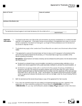 Show details for Ontario Agreement to Terminate a Tenancy Picture of Ontario Agreement to Terminate a Tenancy