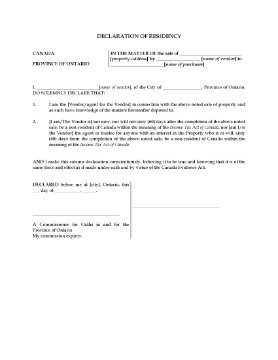 Show details for Ontario Declaration of Residency Picture of Ontario Declaration of Residency