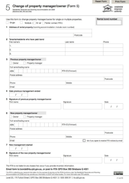 Queensland change of property manager / owner form 5 Queensland form 5