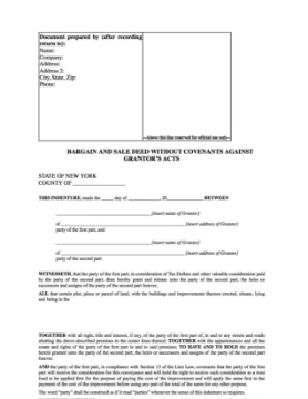 Show details for New York Bargain and Sale Deed Without Covenants Picture of New York Bargain and Sale Deed Without Covenants
