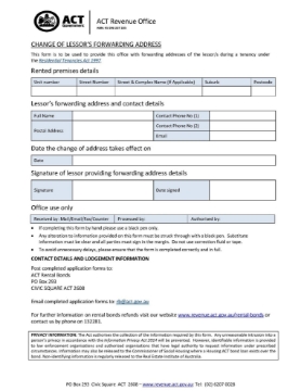 Show details for ACT Change of Lessor or Managing Agent ACT change lessor forwarding address
