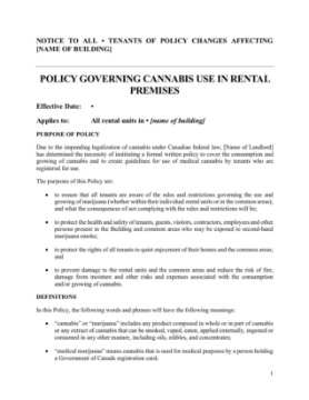 Show details for Alberta Cannabis and Smoking Policies for Rental Building Alberta cannabis policy page 1